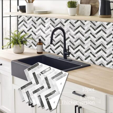 Peel and Stick Marble Wall Tiles – Self-Adhesive Kitchen & Bathroom Backsplash